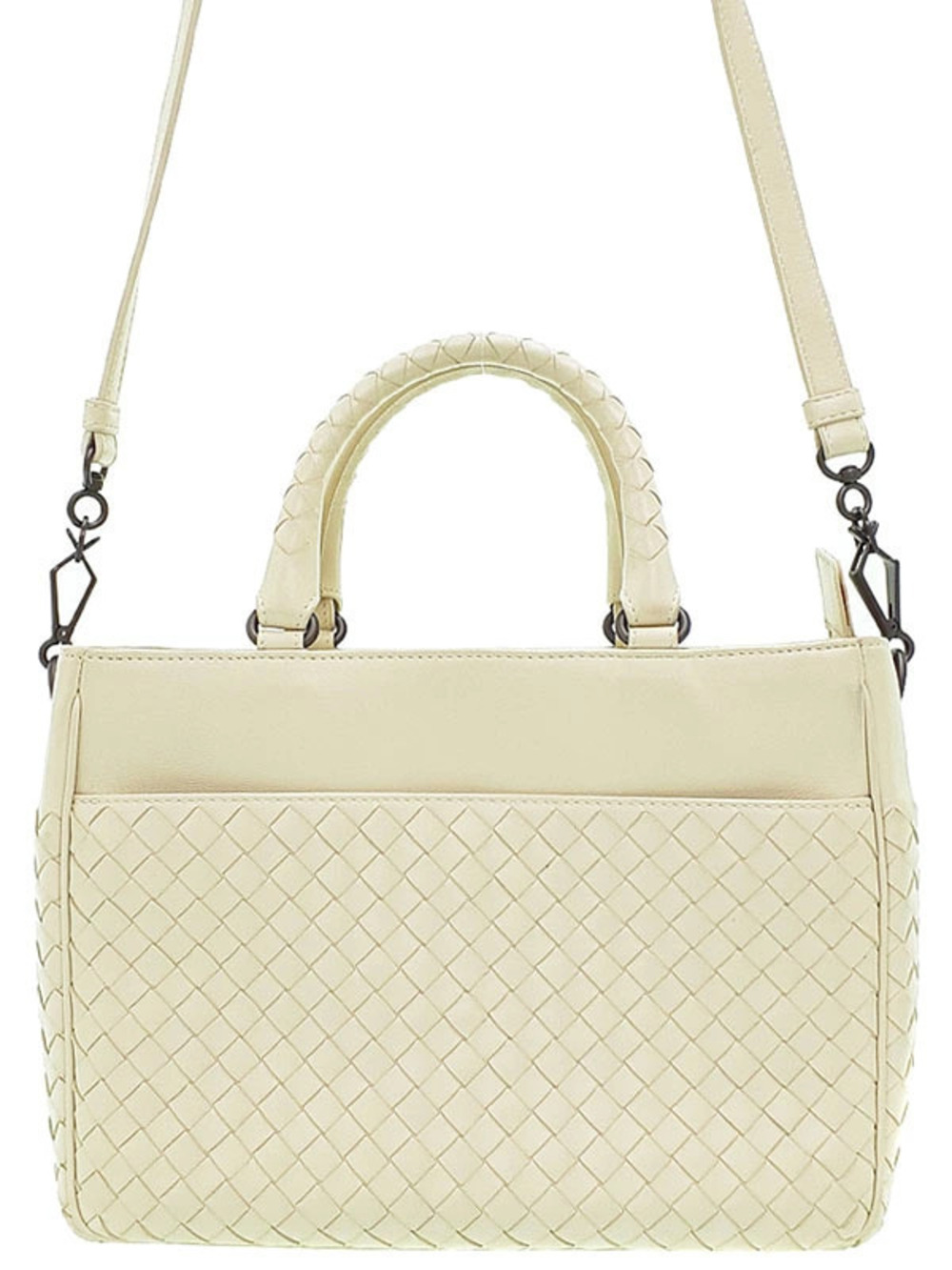 Bottega Veneta off white cream Intrecciato leather 2way tote woven leather